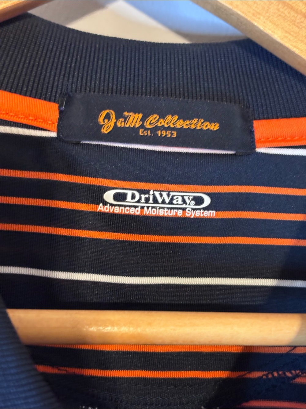 Auburn Men's Navy and Orange Striped Polo Shirt Athleisure Size XL - Picture 5 of 8